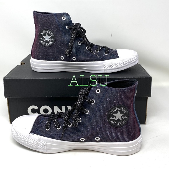 💖MEGA SALE💖Converse CTAS High Canvas Glitter Black Women’s Size 6 564911C - Picture 2 of 8